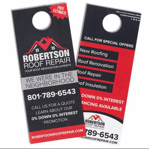 Door Hangers 4 x 7 - 14pt Cardstock Paper - Full Color 1 Side